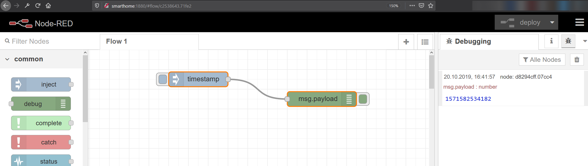 Node-Red Beispielflow