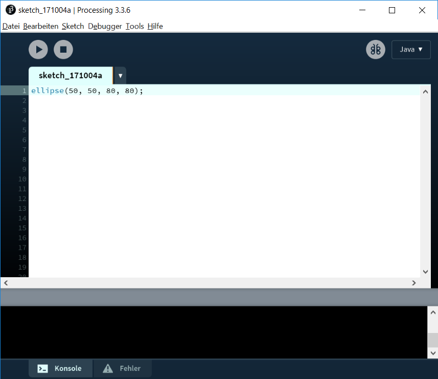 Processing Window mit dem ellipse() Kommando