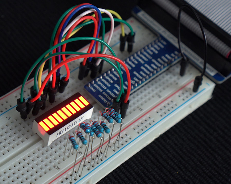 Komplette Schaltung mit dem LED Bar Graph